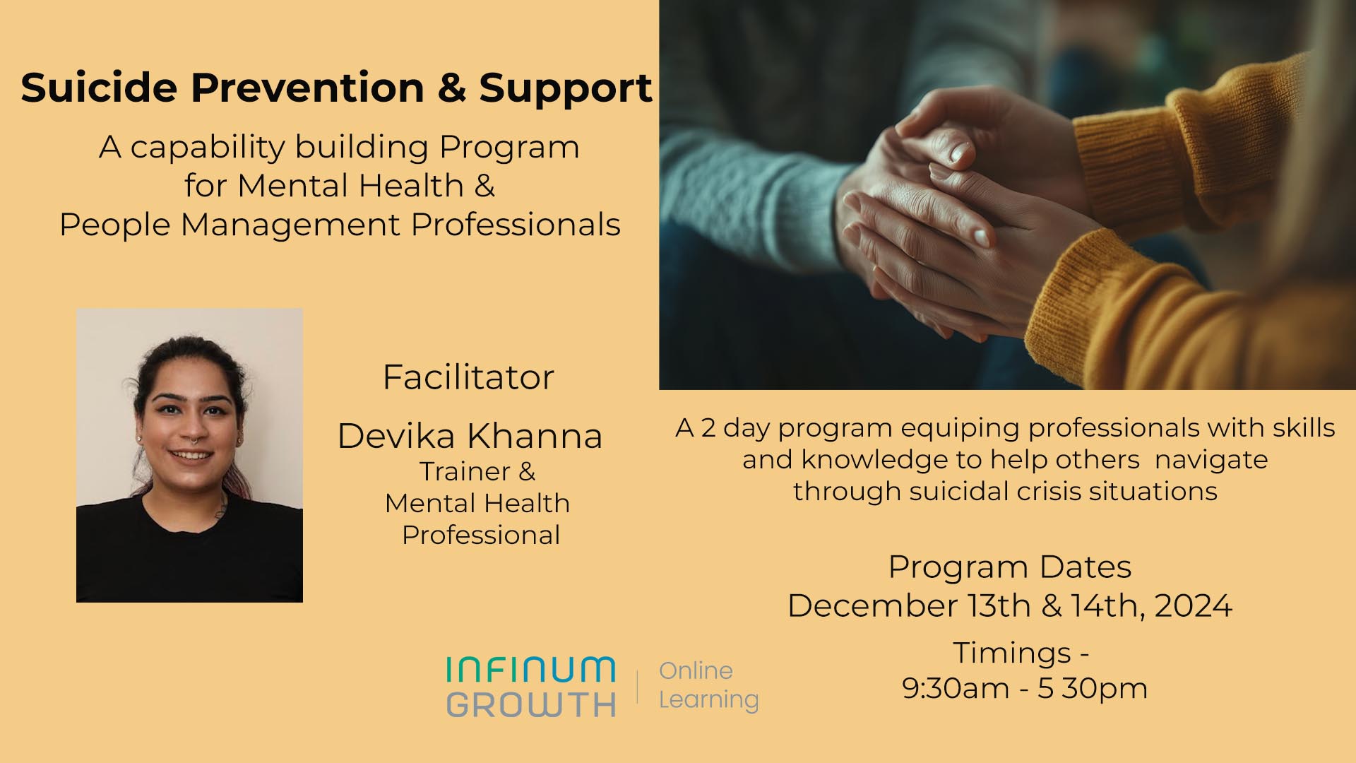 Suicide Prevention Support: A 2-day capability building program to develop supporting skills