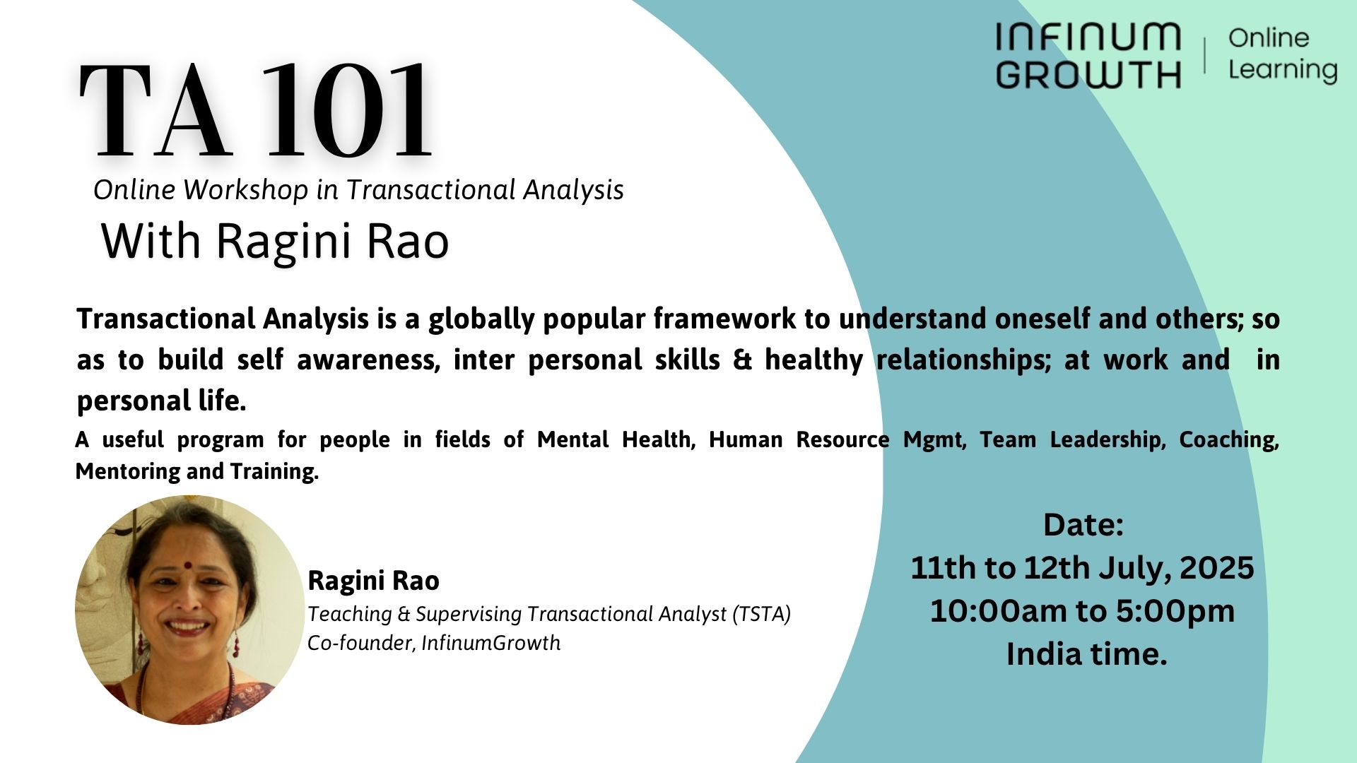 TA 101: Online Workshop in Transactional Analysis; 11th-12th July, 25