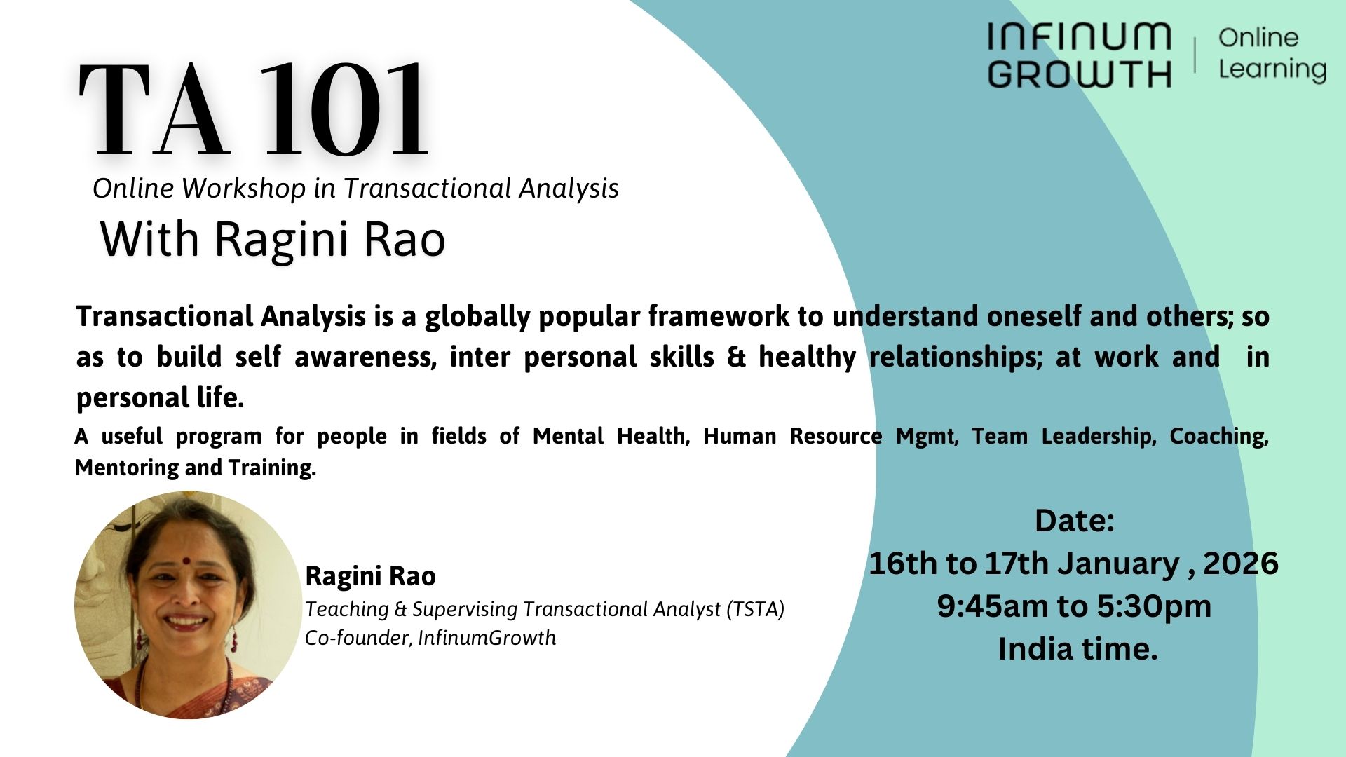 TA 101: Online Workshop in Transactional Analysis; 16th , 17th Jan 26