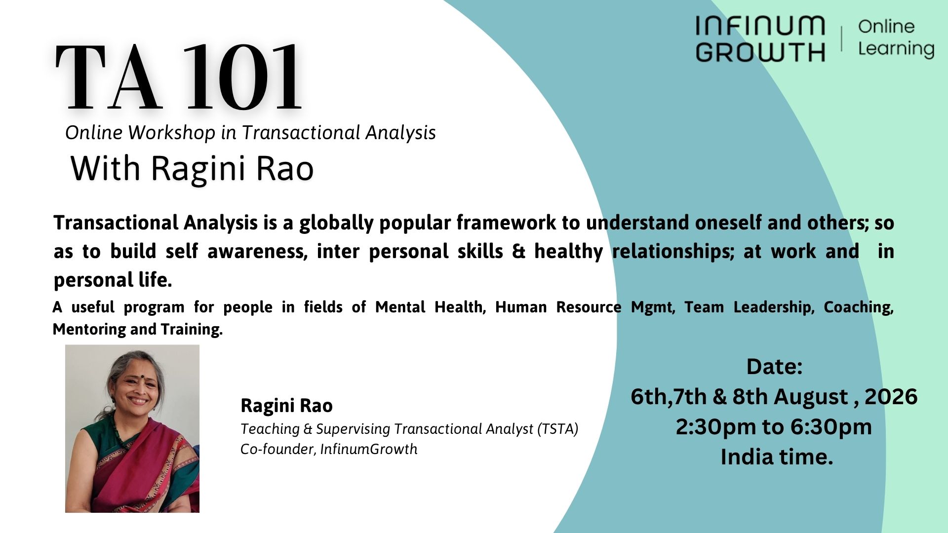 TA 101: Online Workshop in Transactional Analysis; 6th – 8th Aug, 2026